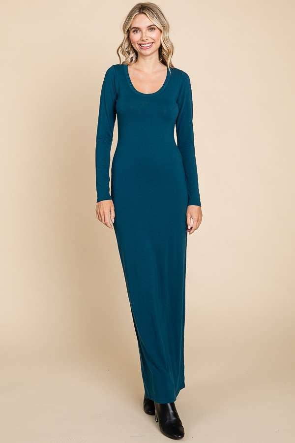 Karine Cotton Scoop Neck Maxi Maternity Dress Teal / X-Large Karine Cotton Scoop Neck Maxi Maternity Dress Teal / X-Large