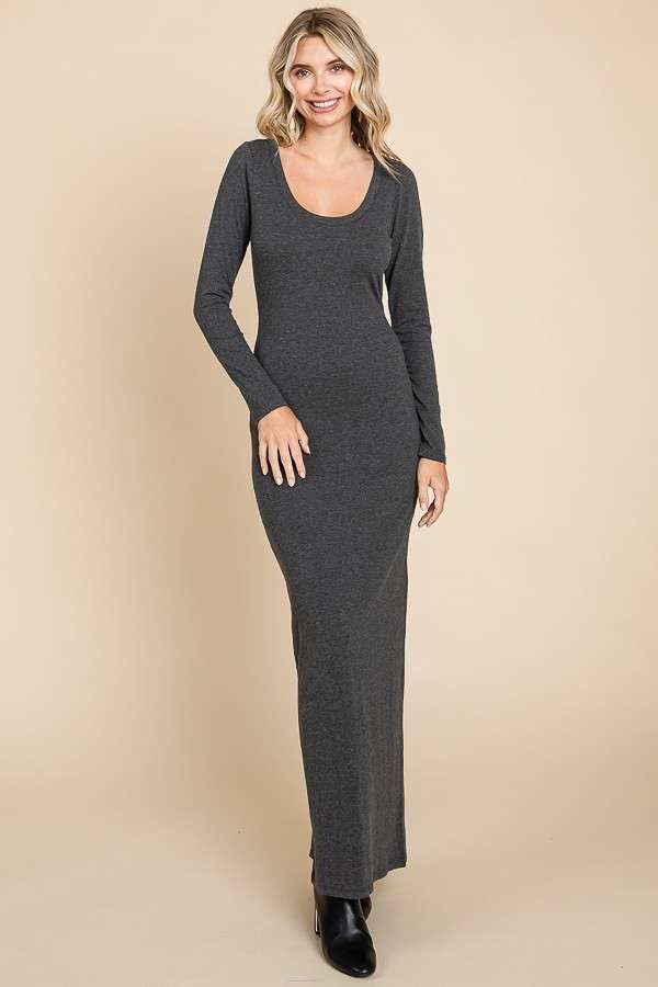 Karine Cotton Scoop Neck Maxi Maternity Dress Charcoal / Small Karine Cotton Scoop Neck Maxi Maternity Dress Charcoal / Small
