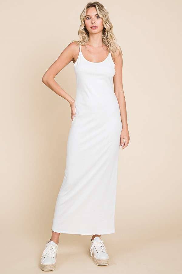 Astrid Cotton Ribbed Cami Maxi Maternity Dress Soft White / Large Astrid Cotton Ribbed Cami Maxi Maternity Dress Soft White / Large