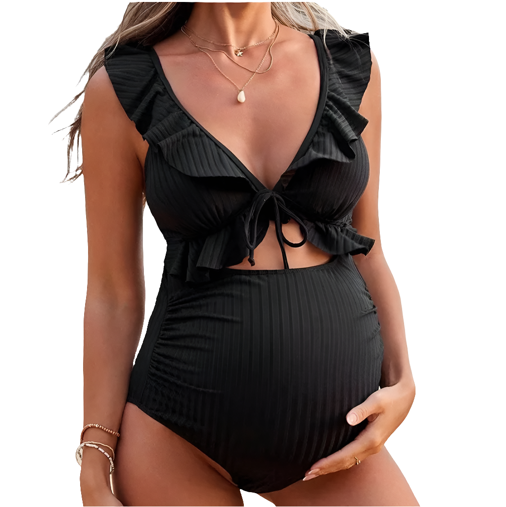 Peekaboo Lace up One-Piece Maternity Swimsuit