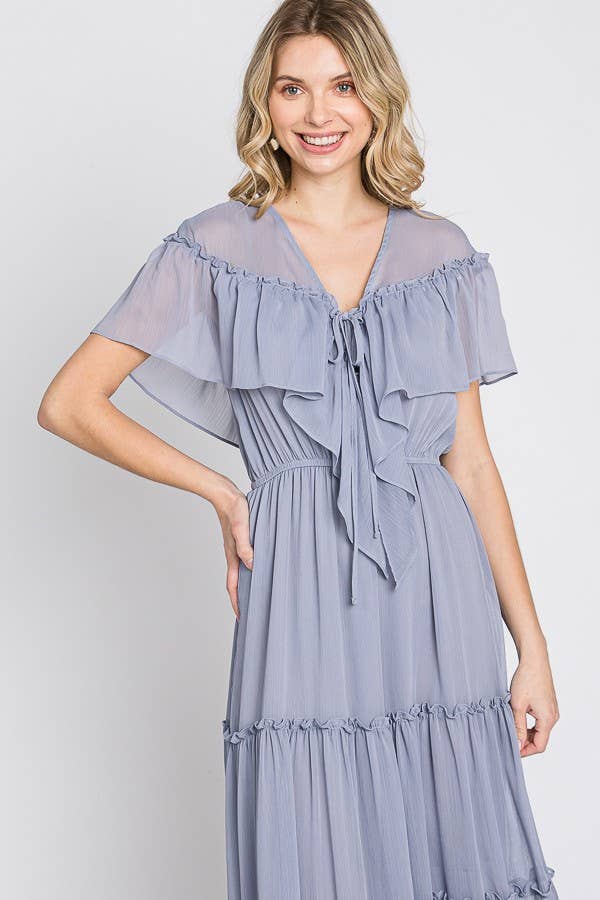 Ella Tiered Ruffle Maternity & Nursing Maxi Dress