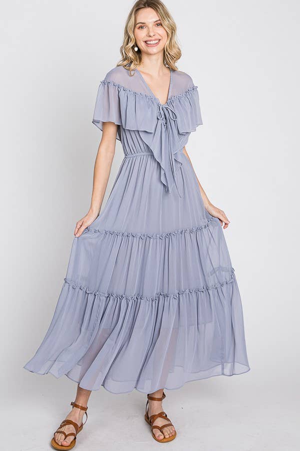 Ella Tiered Ruffle Maternity & Nursing Maxi Dress