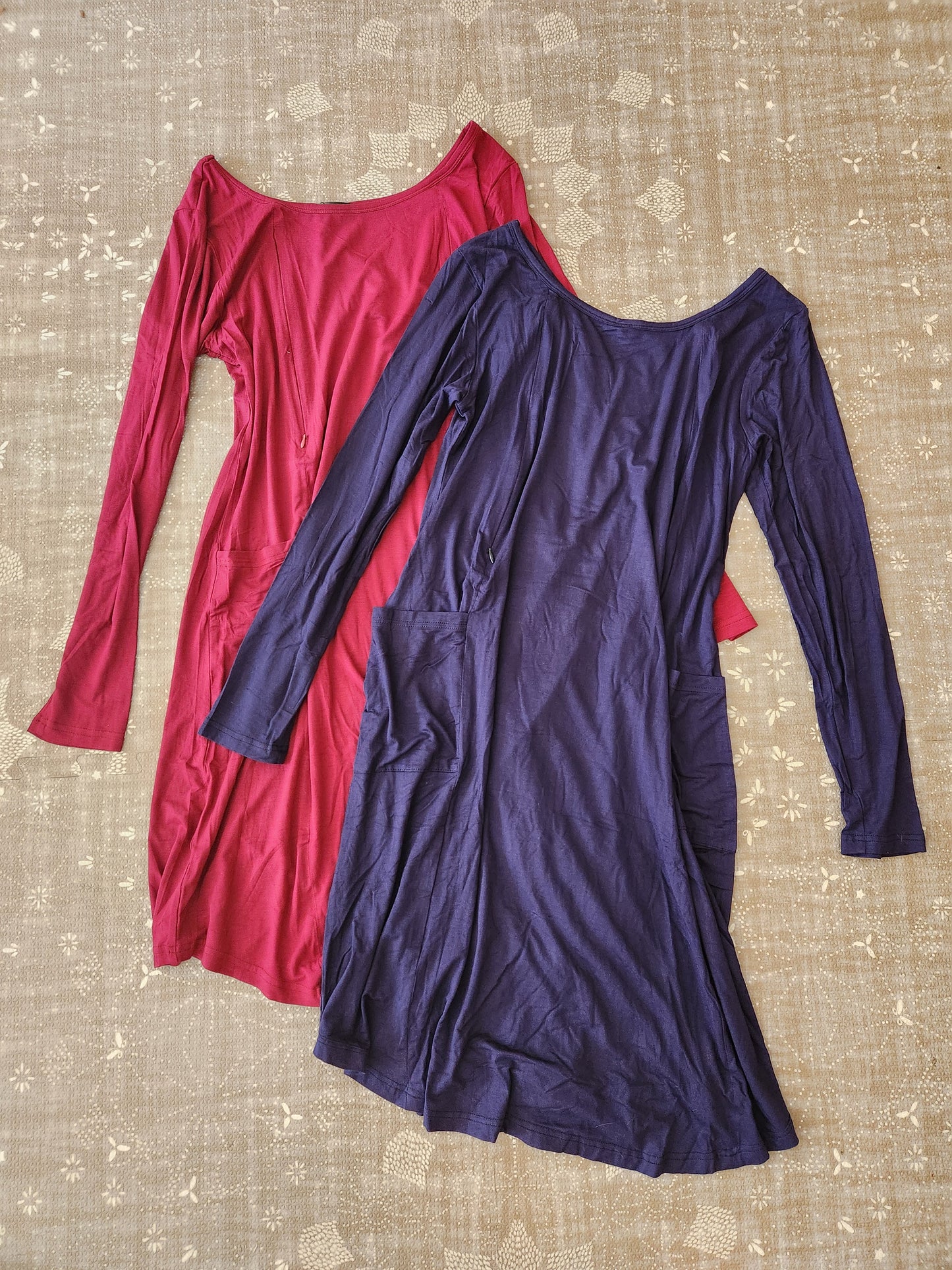 Soft Stretch Viscose Hidden Zipper Nursing Dress, Navy