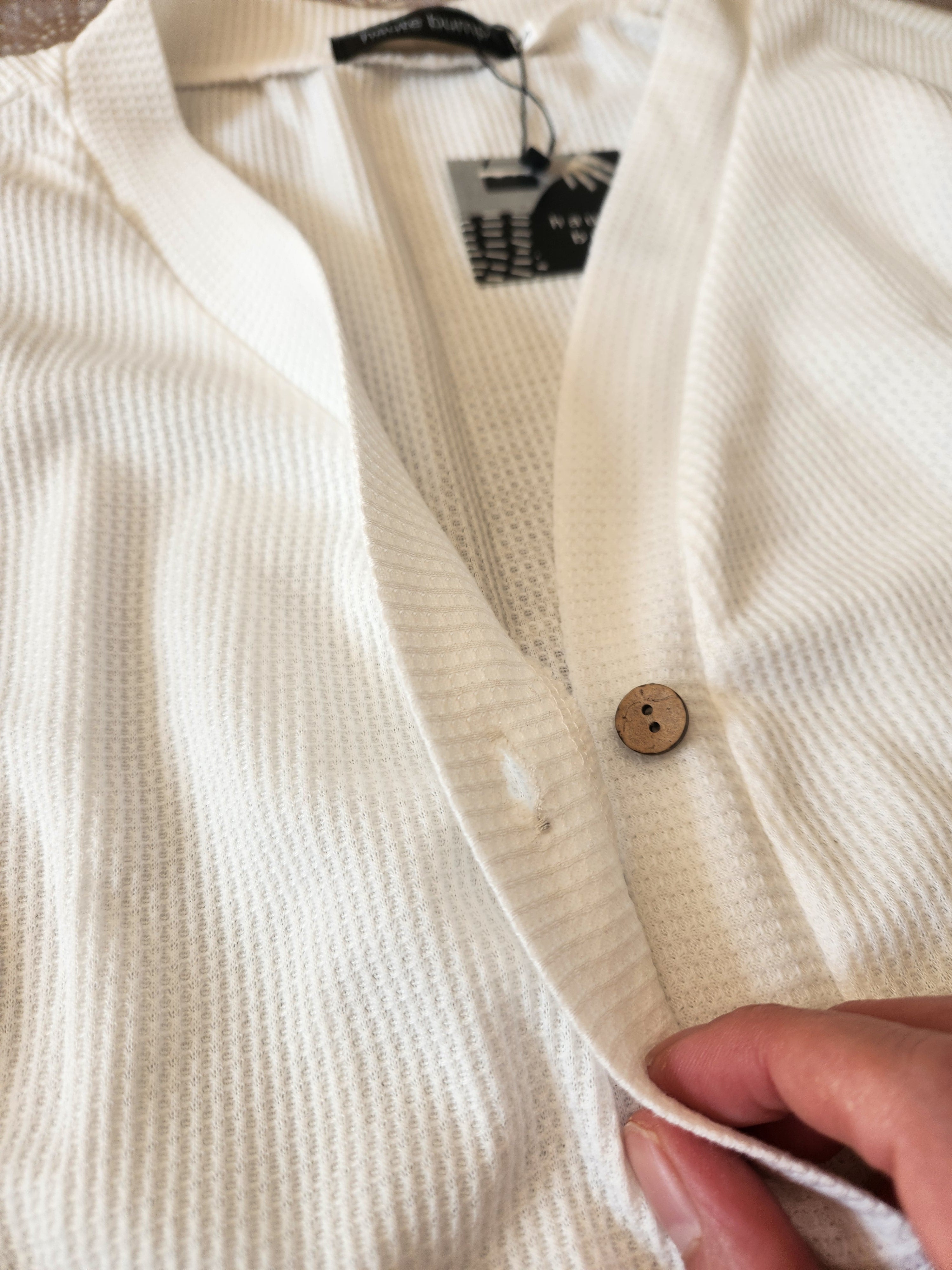 Waffle Knit Button Down Maternity & Nursing Top