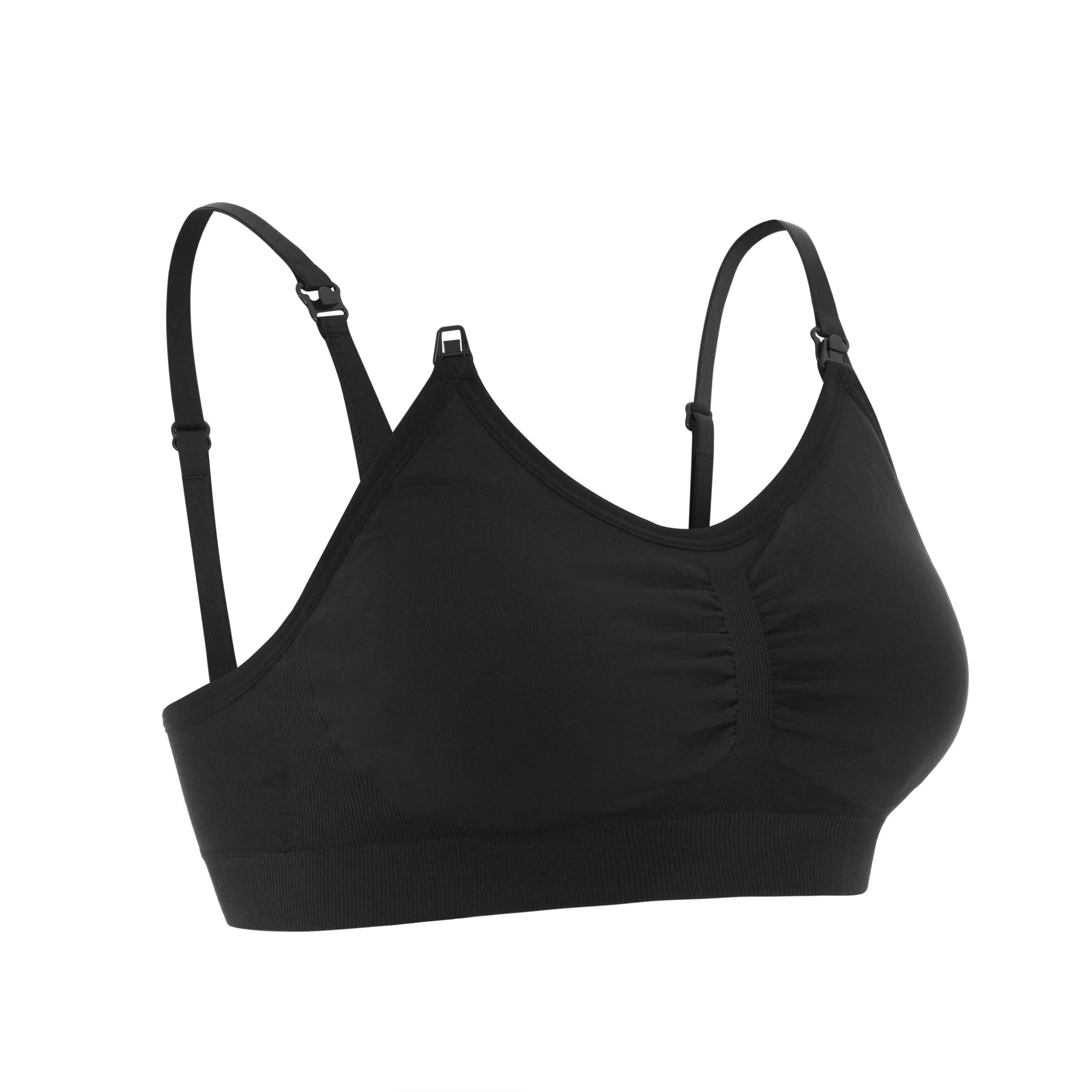 Cotton Blend Clip Down Nursing Bra, Black