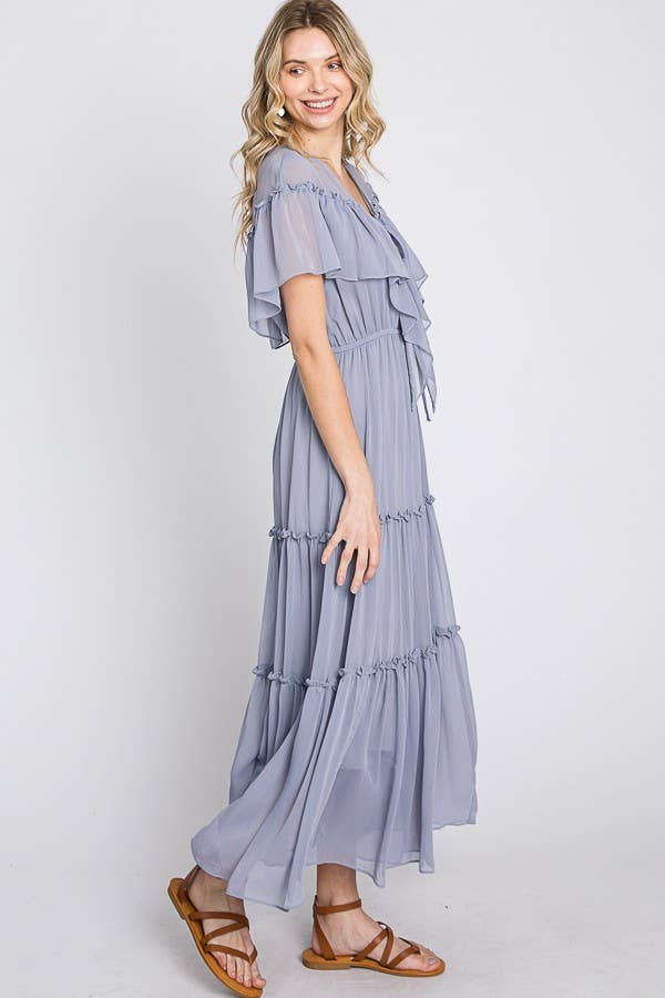 Ella Tiered Ruffle Maternity & Nursing Maxi Dress Lavender / Small Ella Tiered Ruffle Maternity & Nursing Maxi Dress Lavender / Small