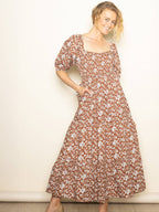 Cotton Sweetheart Smocked Floral Maxi