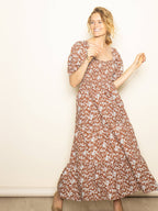 Cotton Sweetheart Smocked Floral Maxi