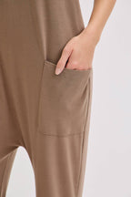 Knit Bump & Nursing Friendly Tencel Jumpsuit, Mocha