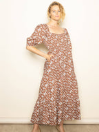 Cotton Sweetheart Smocked Floral Maxi