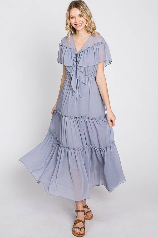 Ella Tiered Ruffle Maternity & Nursing Maxi Dress