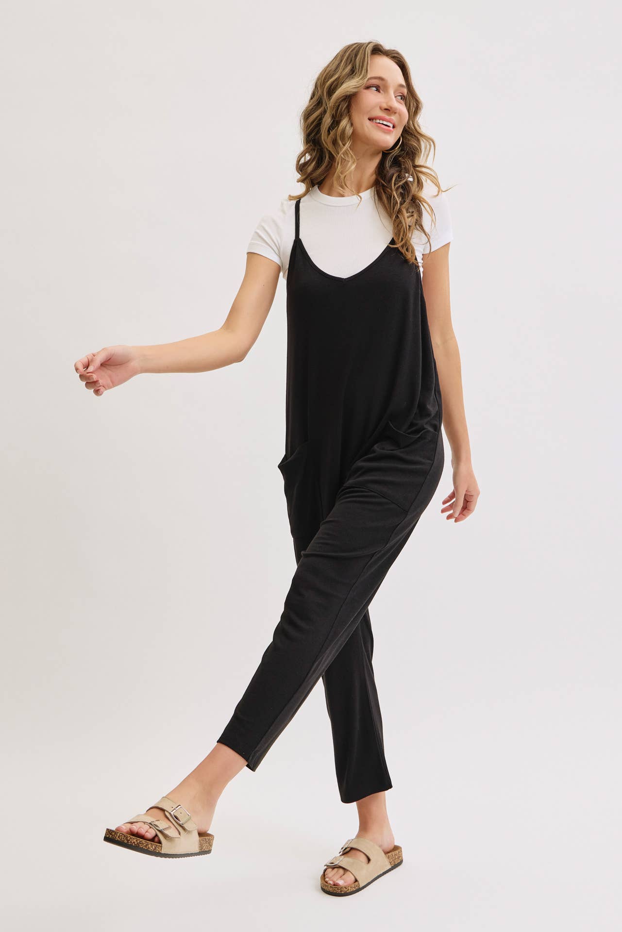 Knit Bump & Nursing Friendly Tencel Jumpsuit, Black