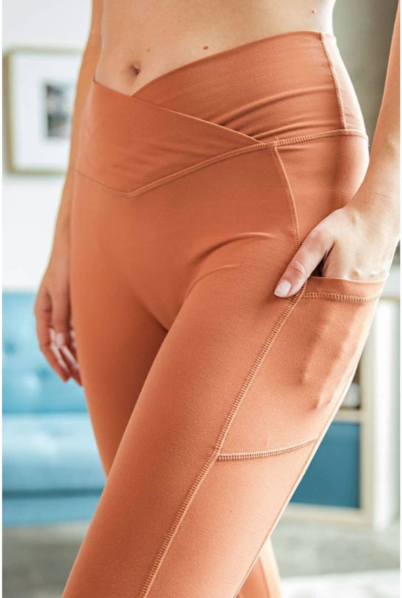 Rae Mode V Waist Capri Leggings with Pockets