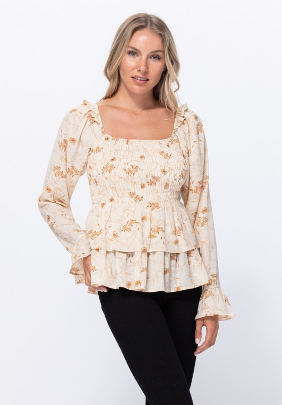 Colette Smocked Bell Sleeve Nursing & Bump Friendly Top