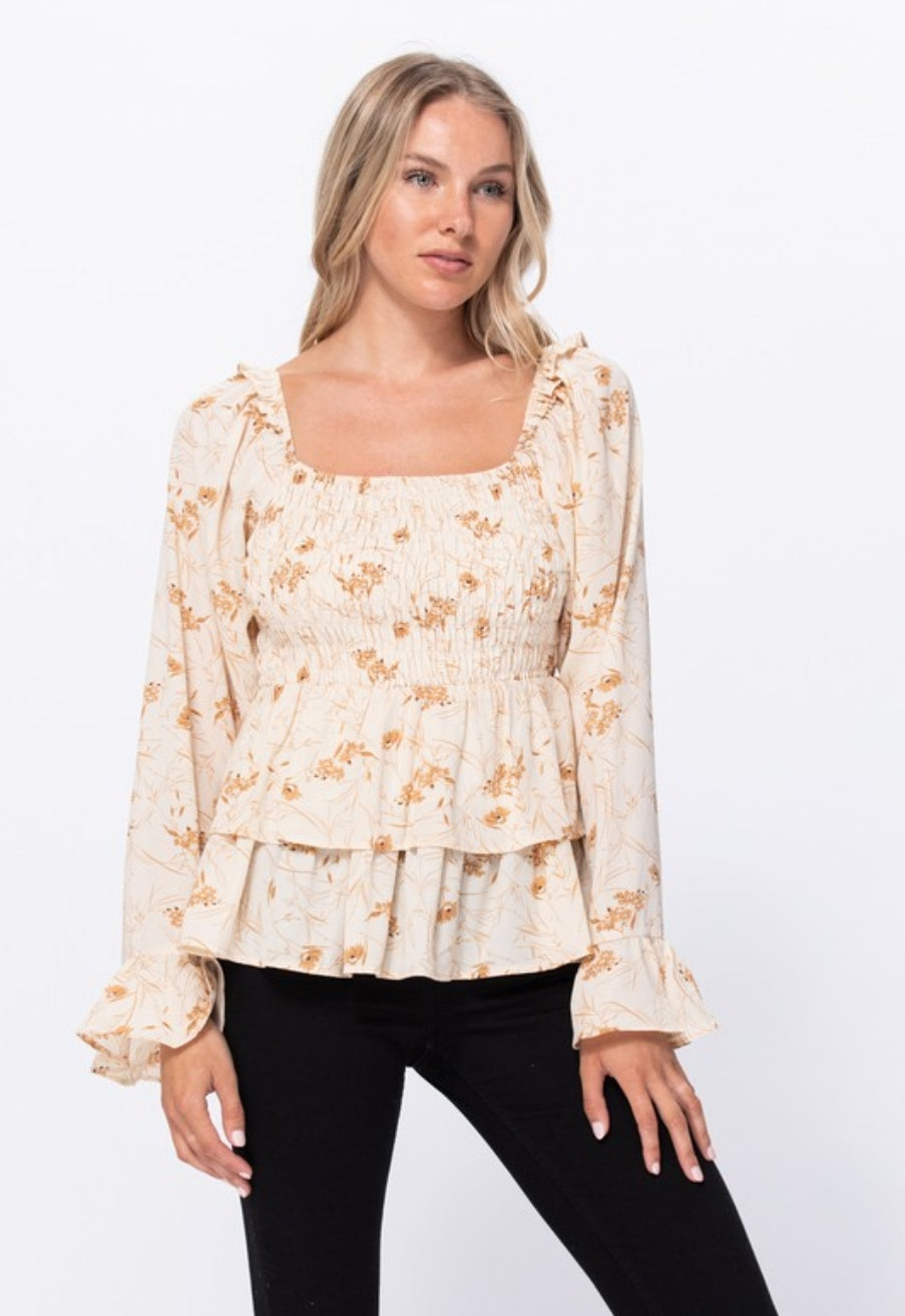Colette Smocked Bell Sleeve Nursing & Bump Friendly Top