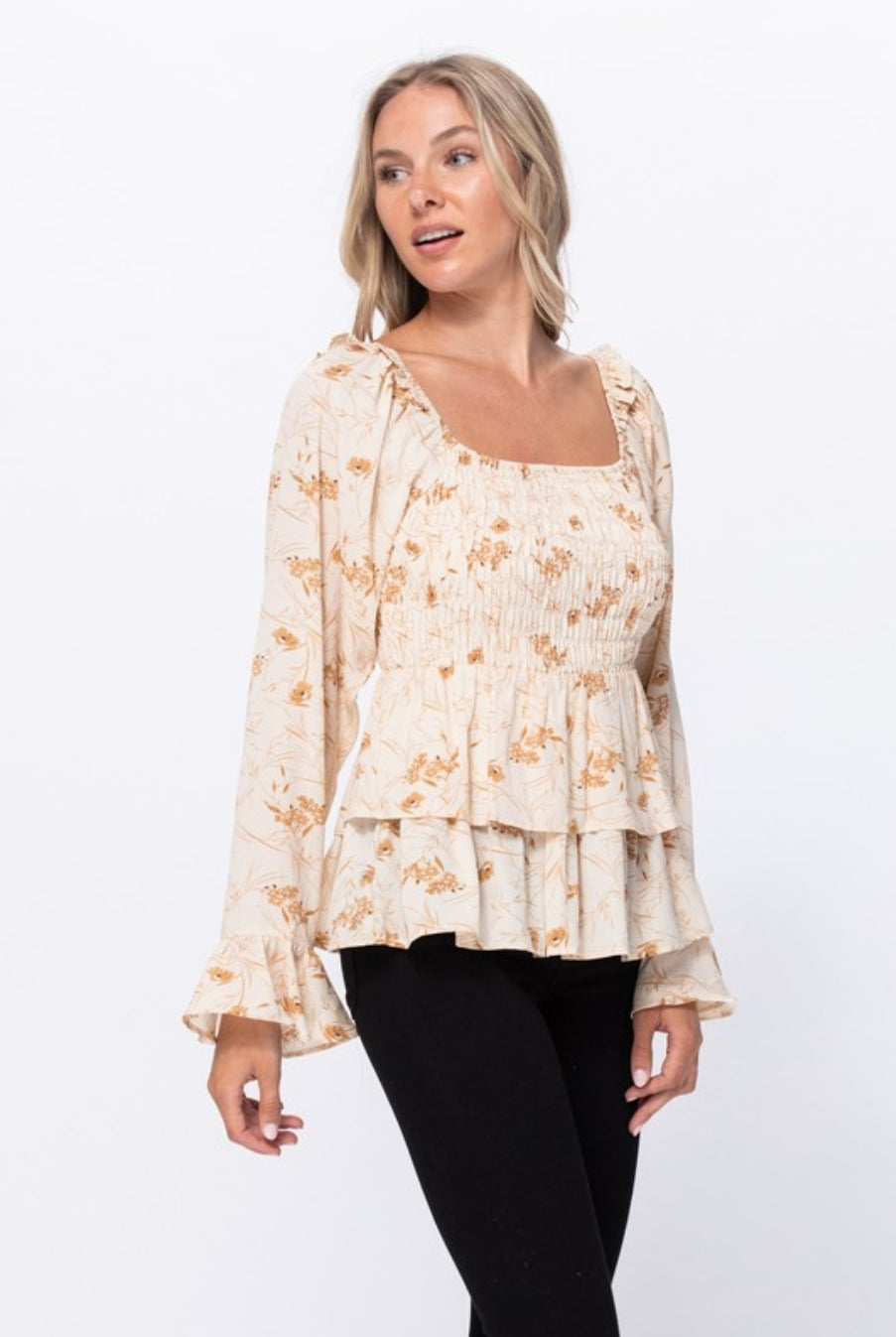 Colette Smocked Bell Sleeve Nursing & Bump Friendly Top