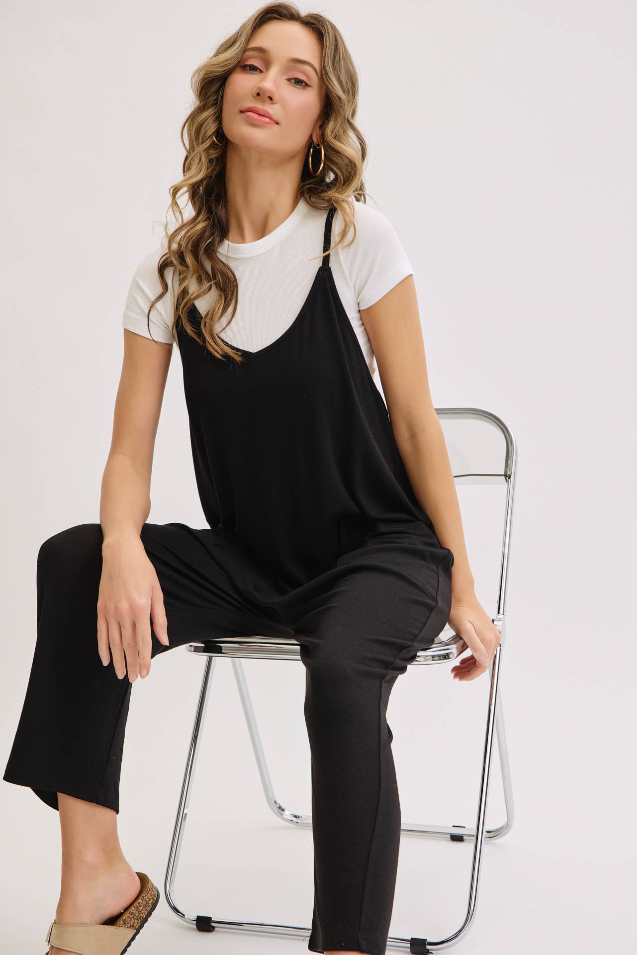 Knit Bump & Nursing Friendly Tencel Jumpsuit, Black