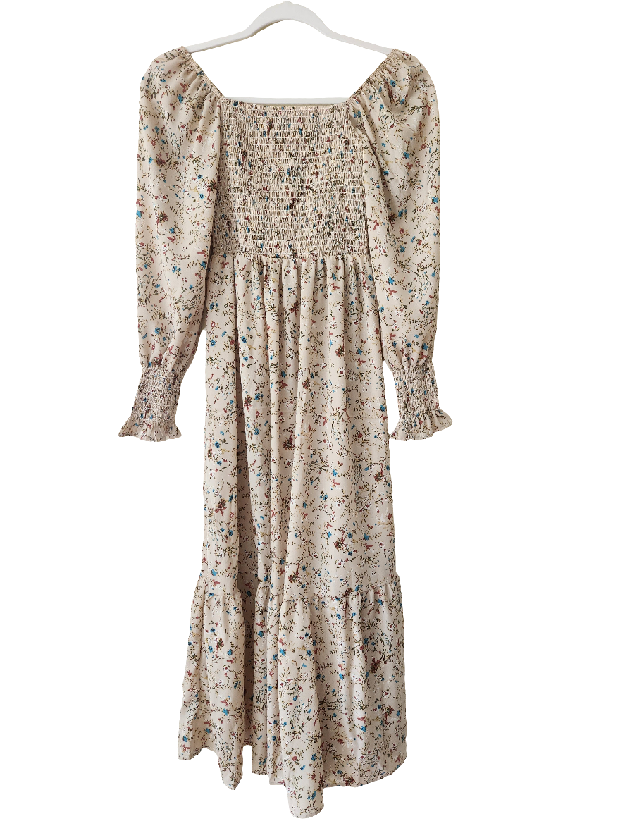 Dainty Mama Cottage Core Smocked Maternity & Nursing Midi