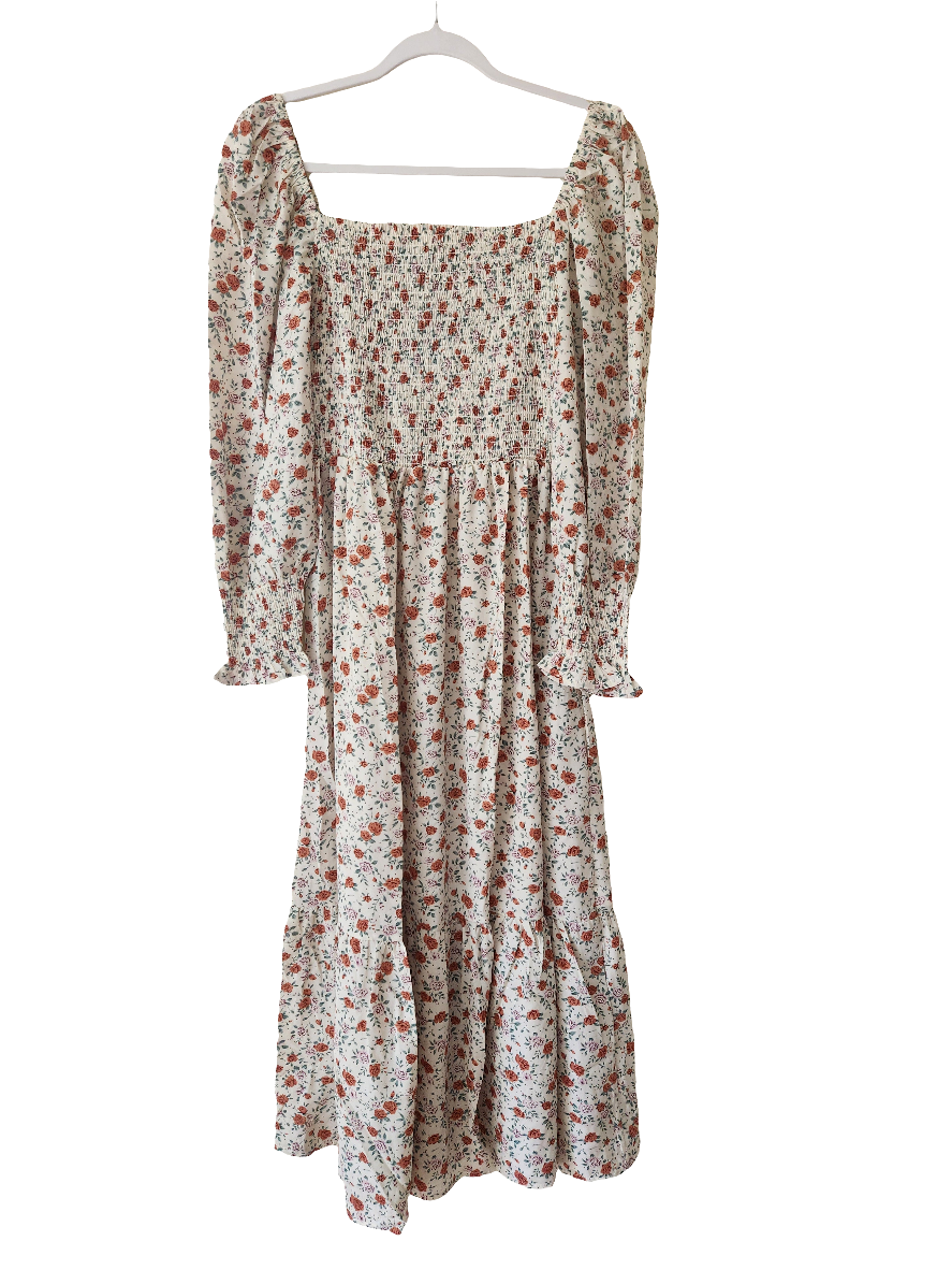 Dainty Mama Cottage Core Smocked Maternity & Nursing Midi