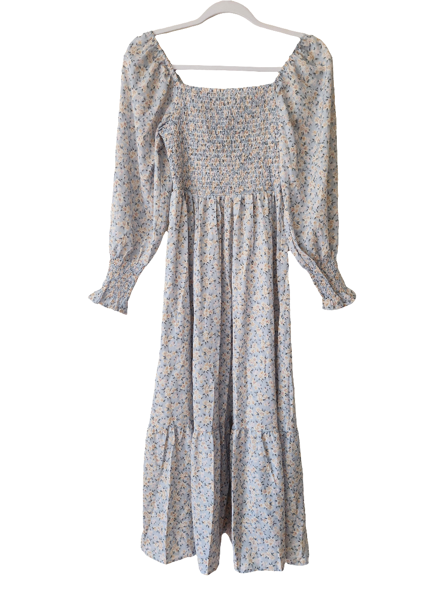 Dainty Mama Cottage Core Smocked Maternity & Nursing Midi