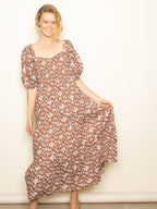 Cotton Sweetheart Smocked Floral Maxi
