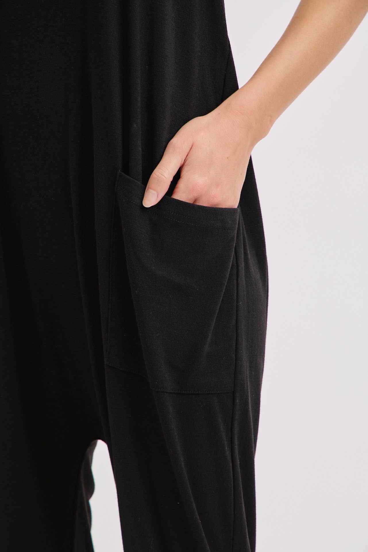 Knit Bump & Nursing Friendly Tencel Jumpsuit, Black