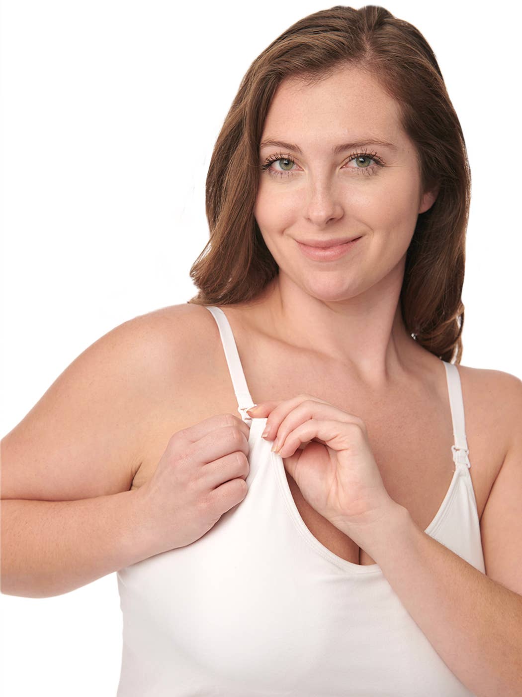 Cotton Stretch Nursing Camisole, White