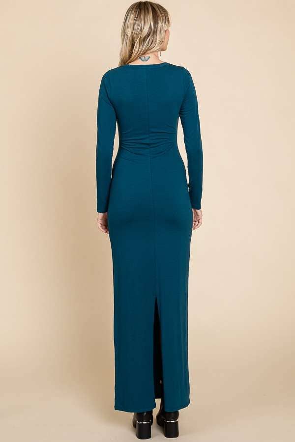 Karine Cotton Scoop Neck Maxi Maternity Dress Teal / X-Large Karine Cotton Scoop Neck Maxi Maternity Dress Teal / X-Large