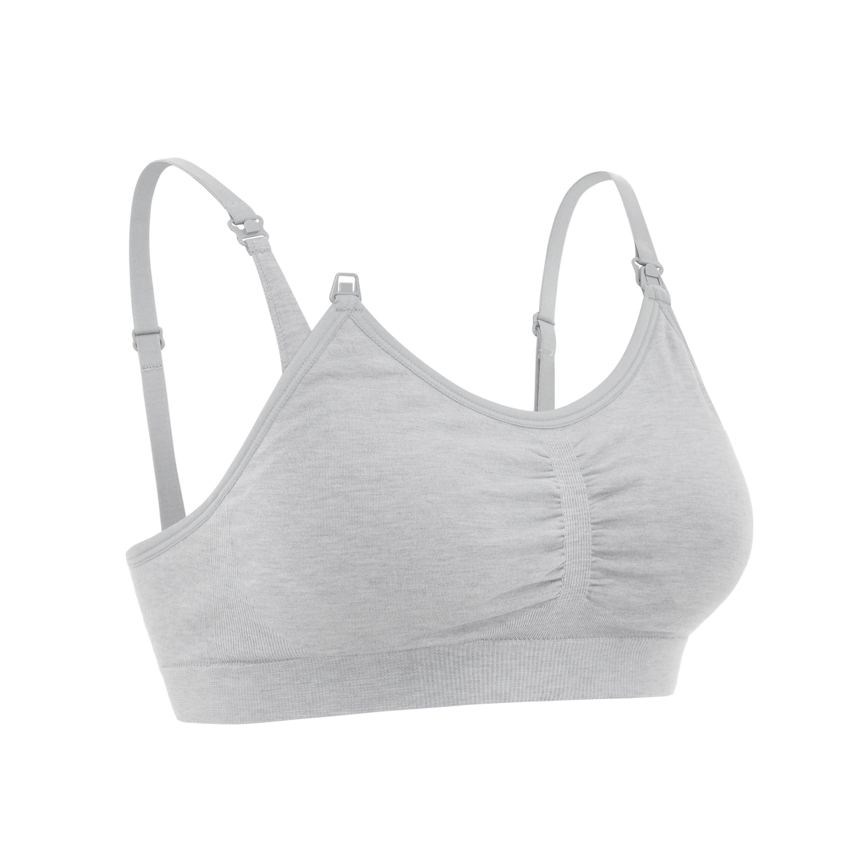 Cotton Blend Clip Down Nursing Bra, Grey
