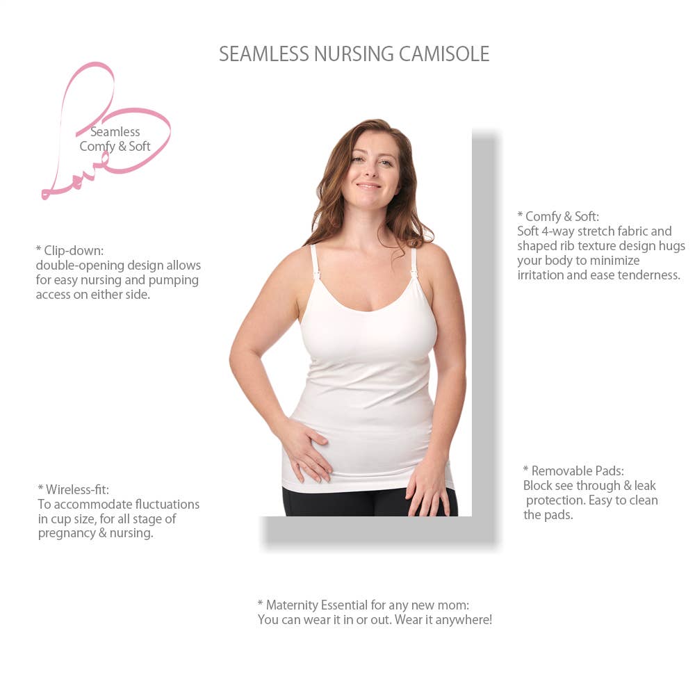 Cotton Stretch Nursing Camisole, White