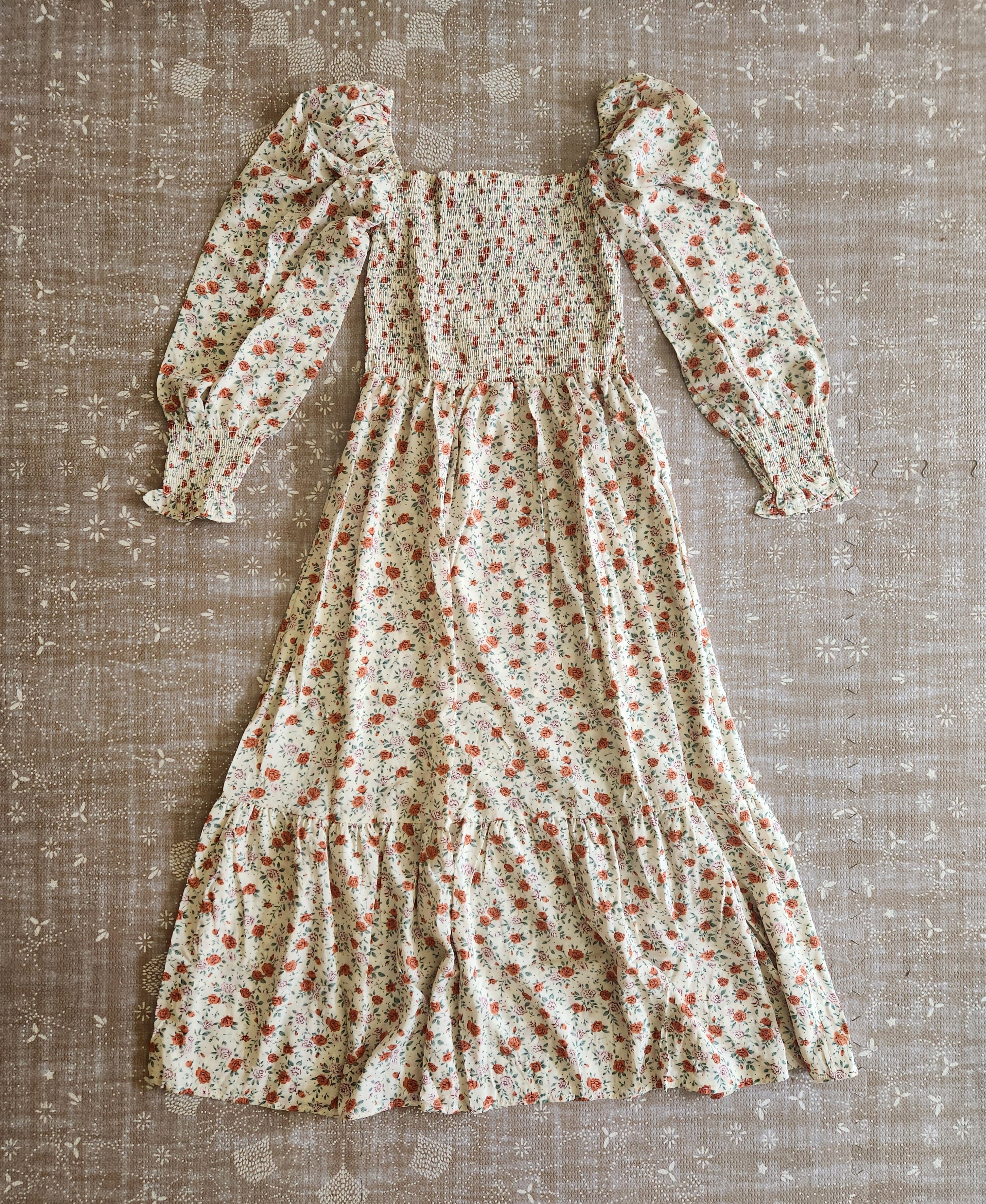 Dainty Mama Cottage Core Smocked Maternity & Nursing Midi