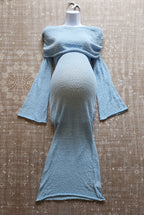 Boucle Knit Semi Sheer Bell Sleeve Maternity Gown