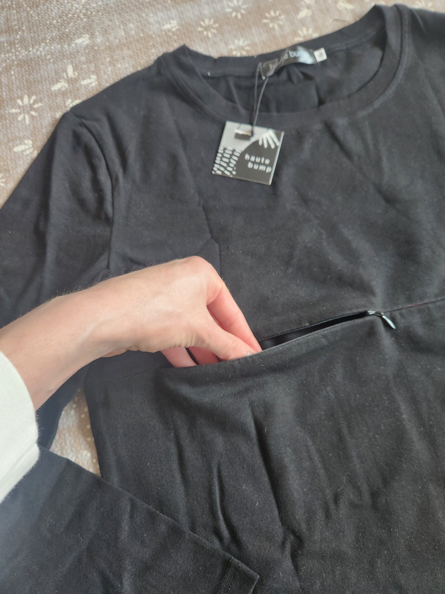 Cotton Double Hidden Zipper Long Sleeve Top