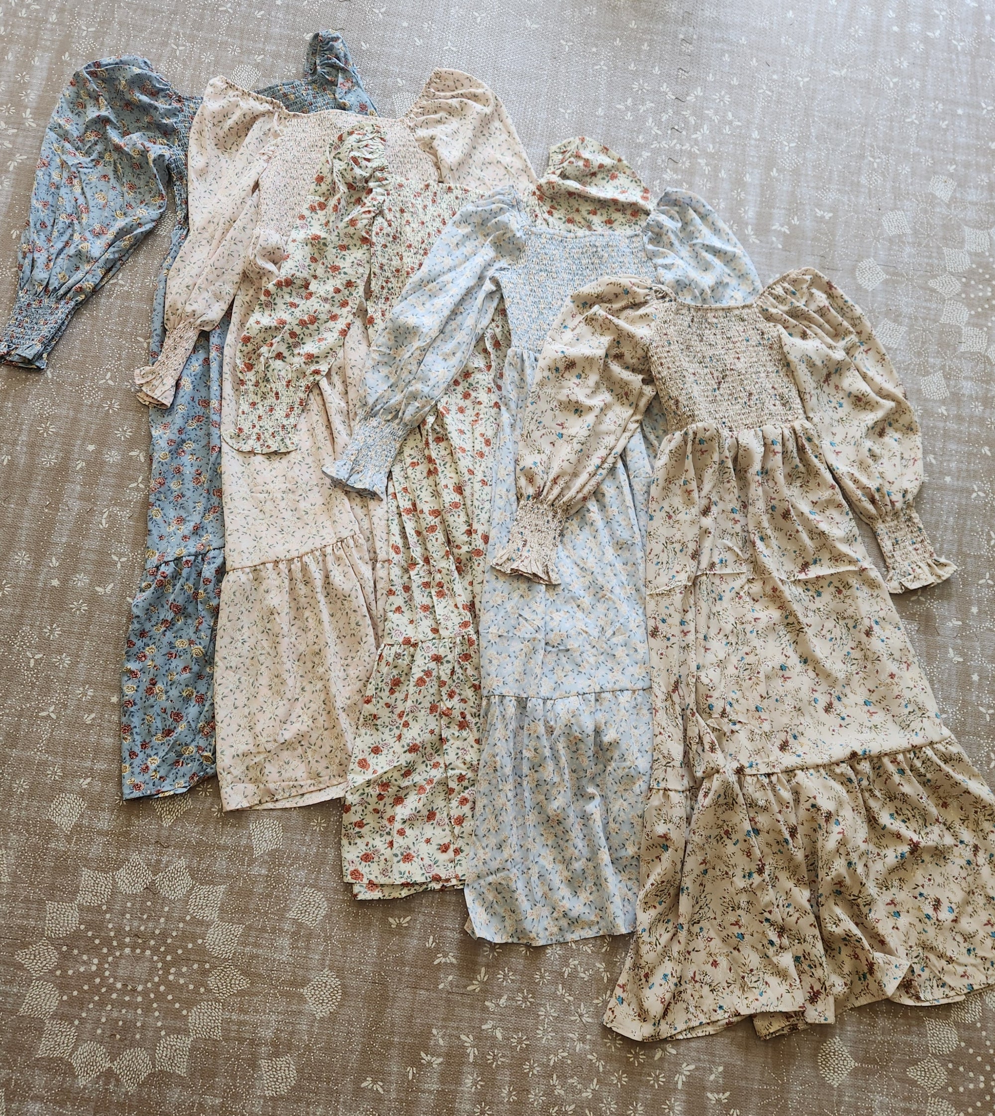 Dainty Mama Cottage Core Smocked Maternity & Nursing Midi