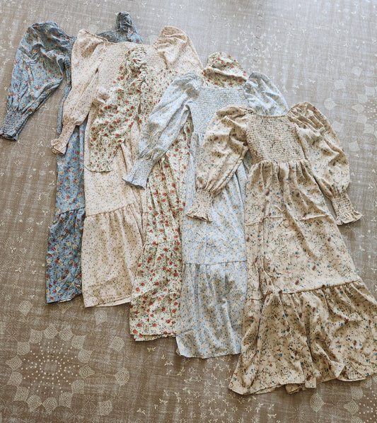 Dainty Mama Cottage Core Smocked Maternity & Nursing Midi