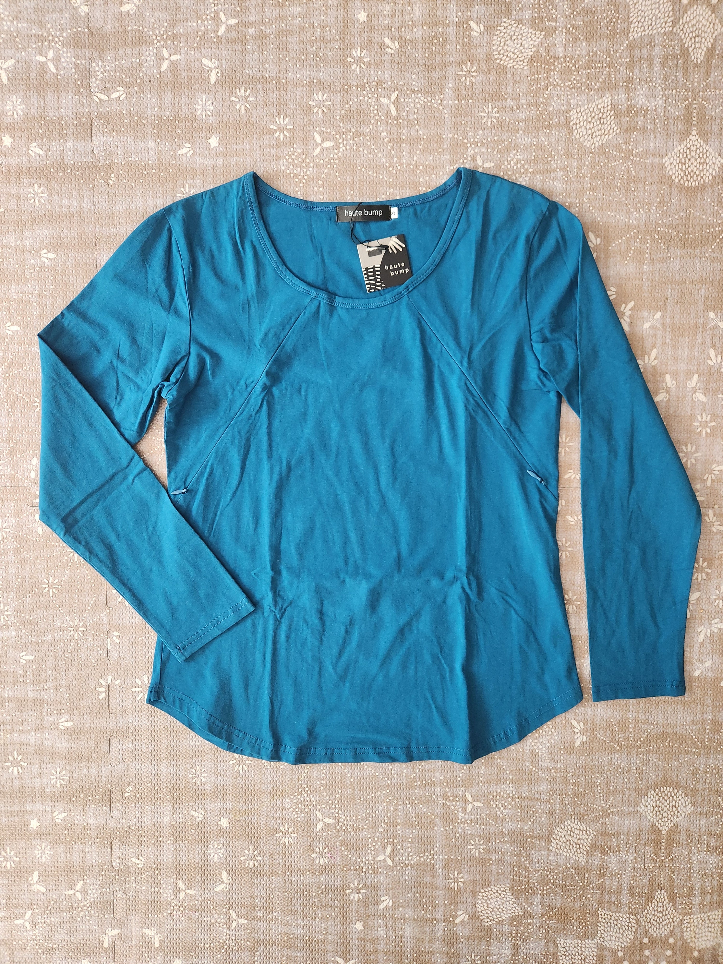 Cotton Stretch Hidden Zipper Long Sleeve Nursing Top