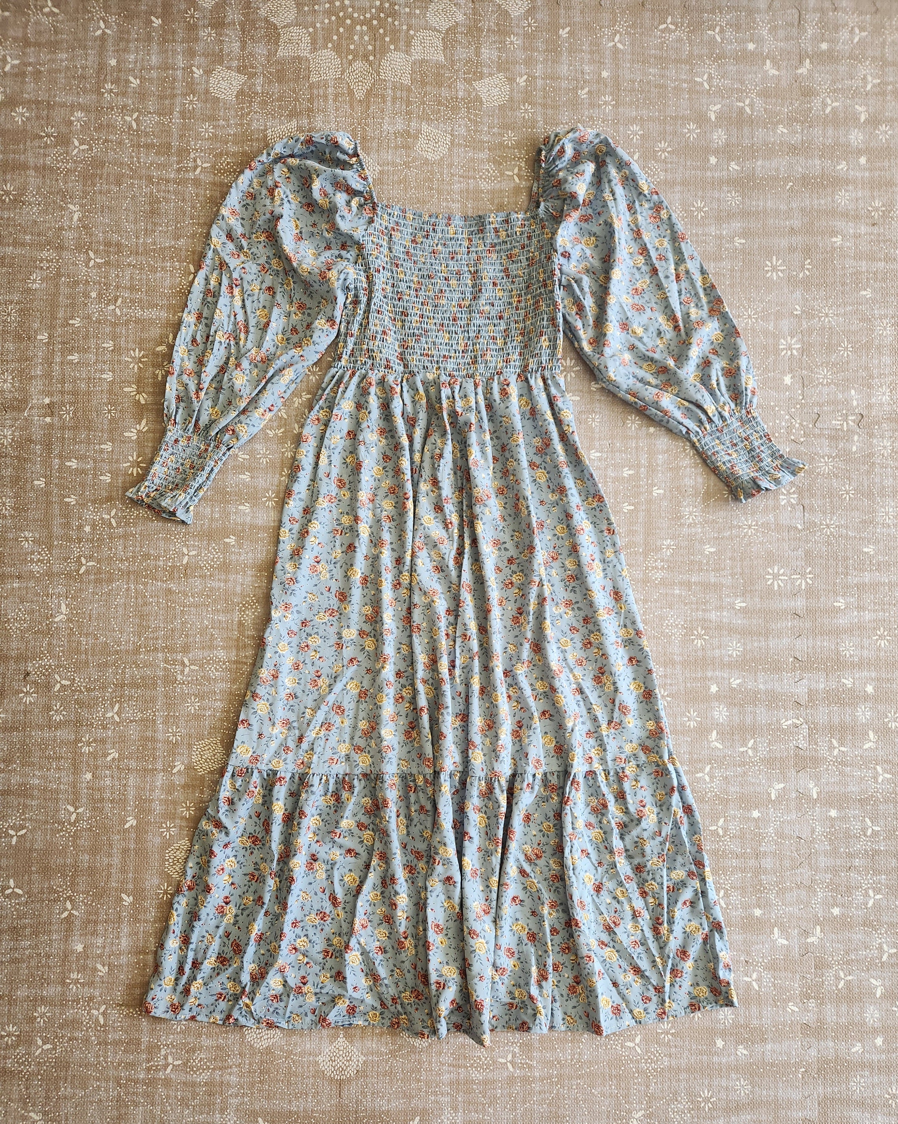 Dainty Mama Cottage Core Smocked Maternity & Nursing Midi