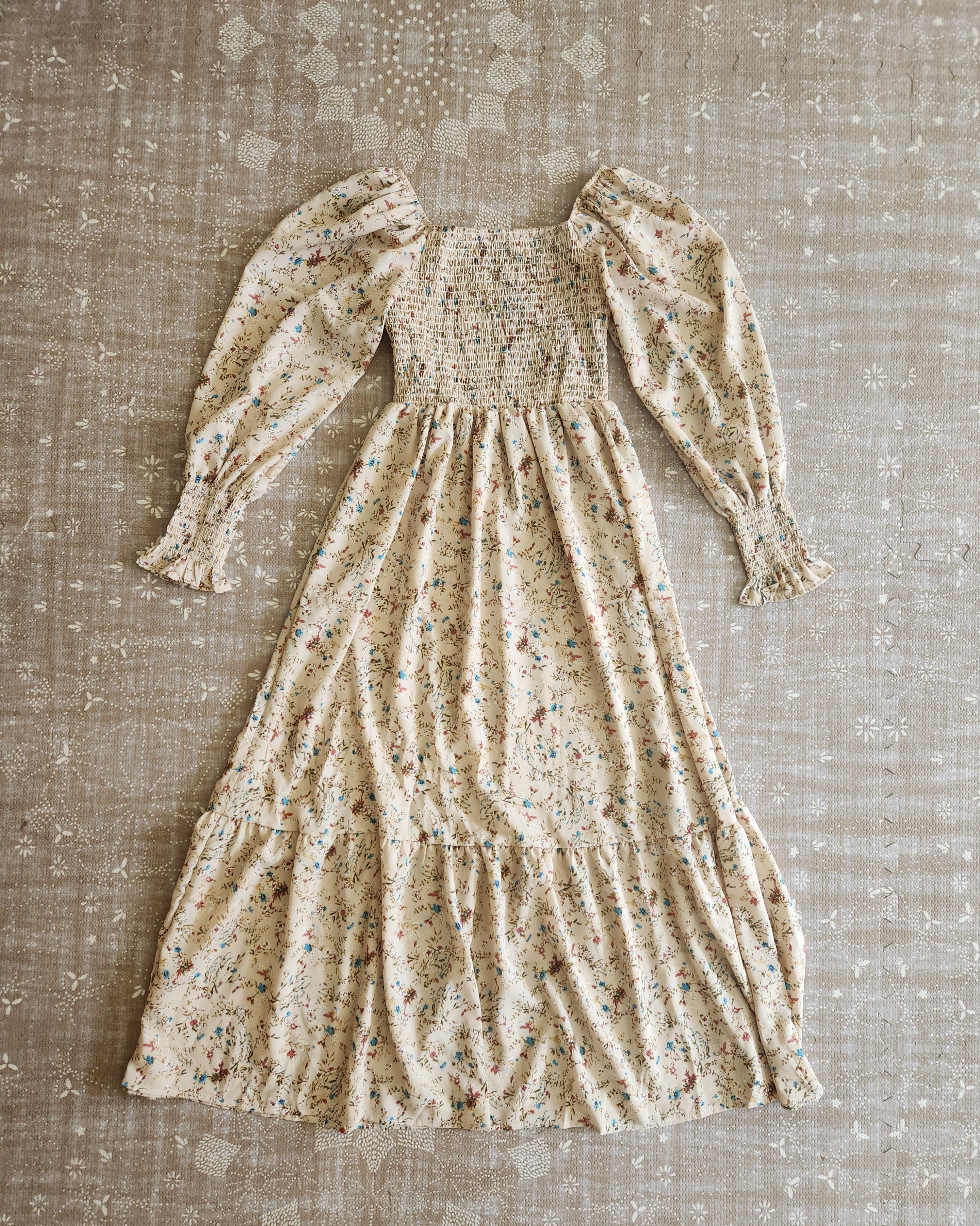 Dainty Mama Cottage Core Smocked Maternity & Nursing Midi