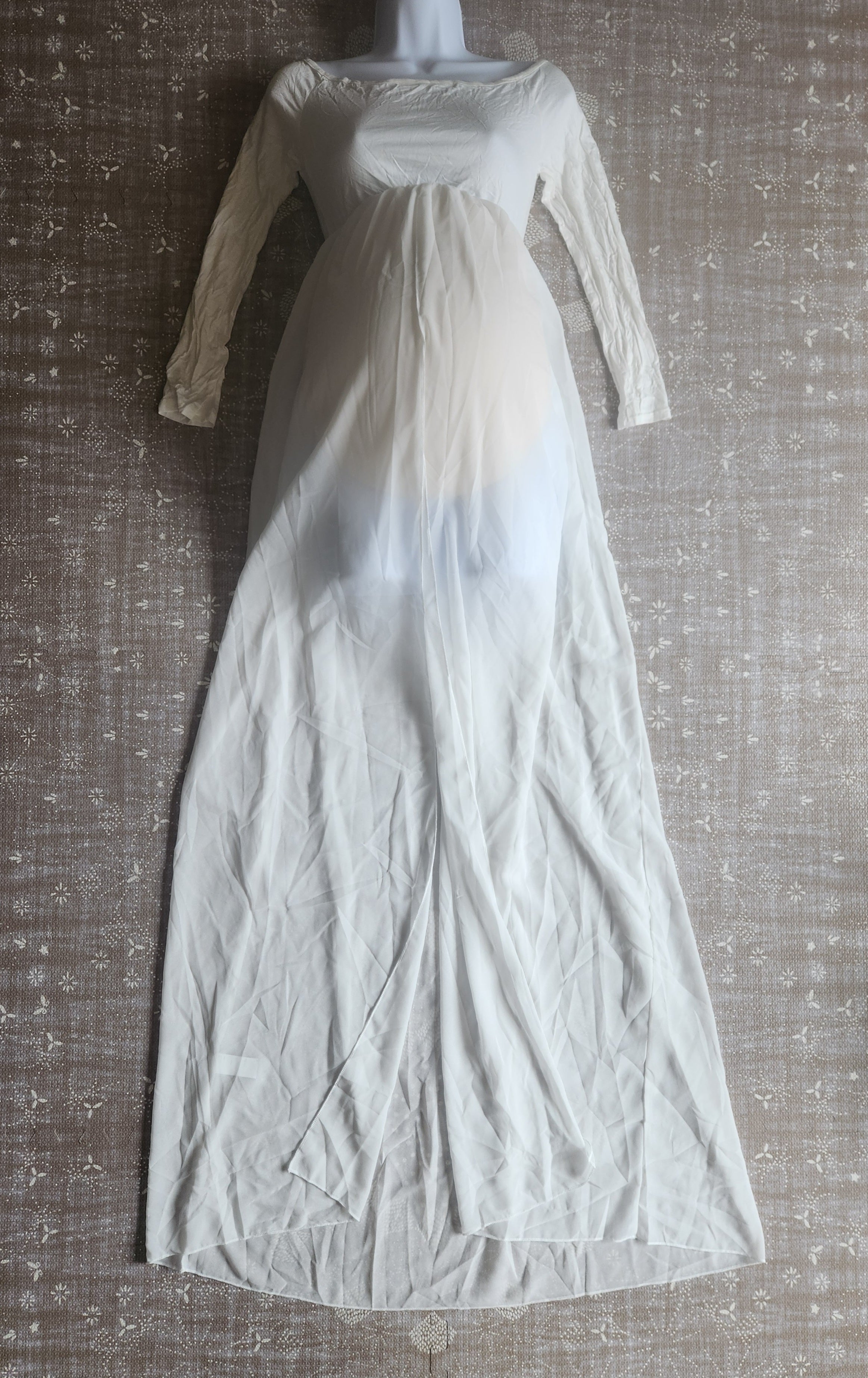 Photoshoot Open Front Semi Sheer Gauze Maxi Dress