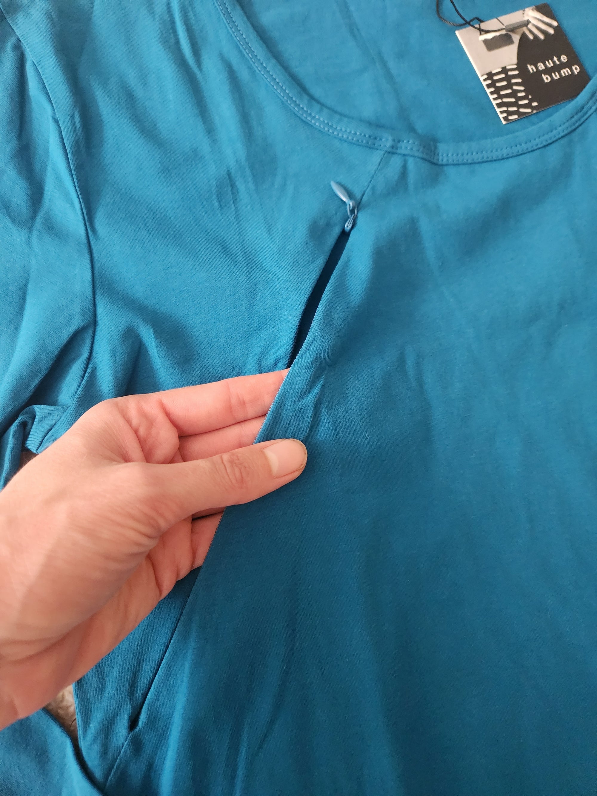 Cotton Stretch Hidden Zipper Long Sleeve Nursing Top
