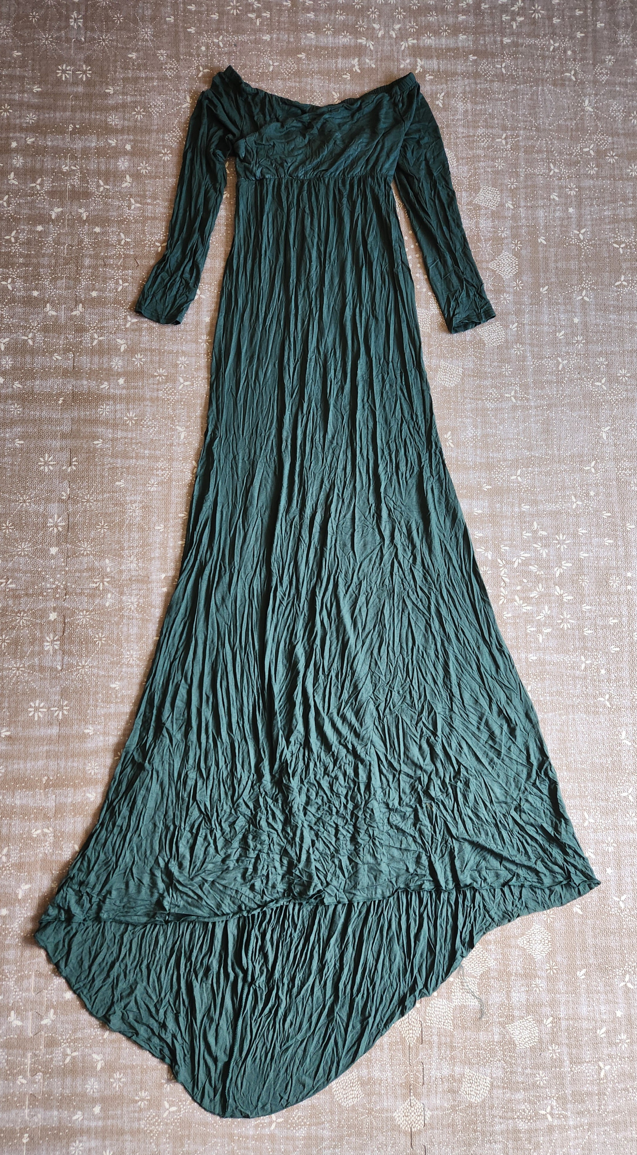 Cotton Blend Formal Maternity & Nursing Friendly Gown Emerald Green / Medium Cotton Blend Formal Maternity & Nursing Friendly Gown Emerald Green / Medium