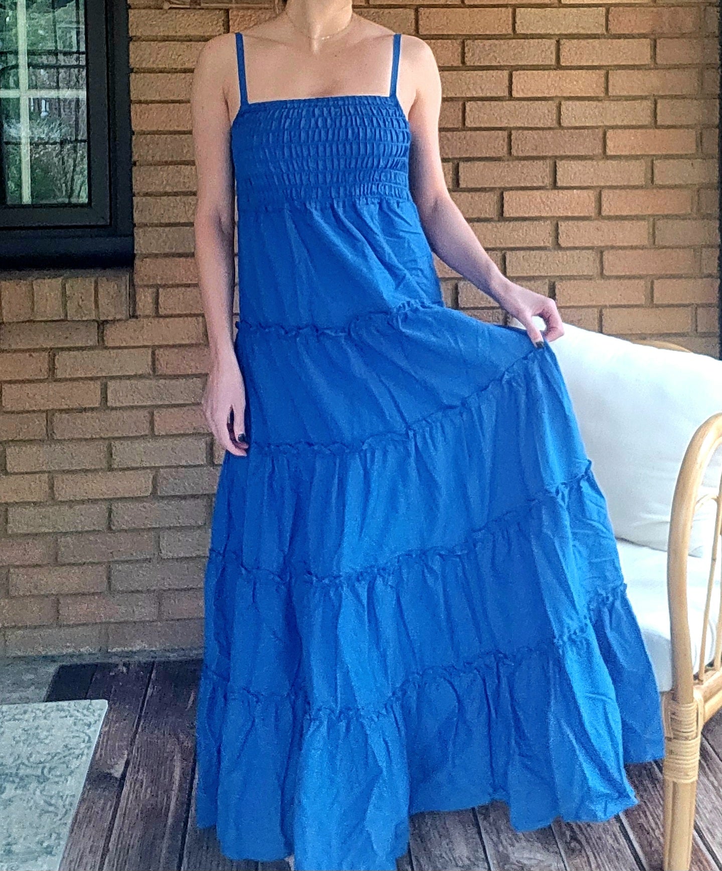 Liv Cotton Smocked Tiered Cami Maternity Maxi