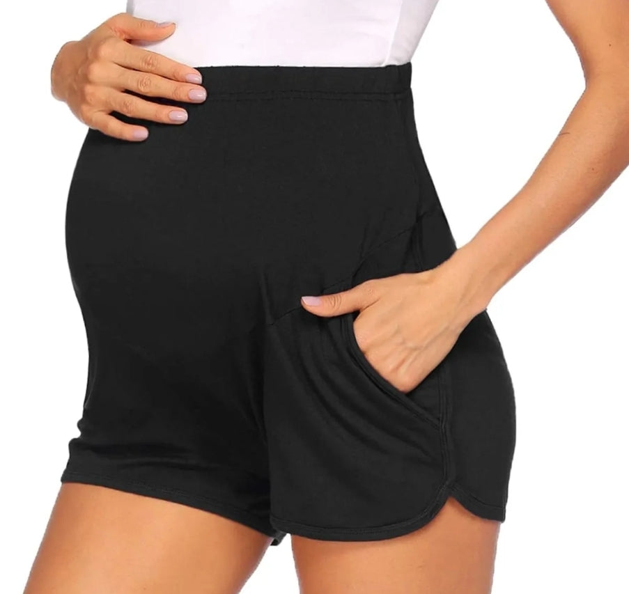 Over Bump Adjustable Waist Maternity Athletic Shorts