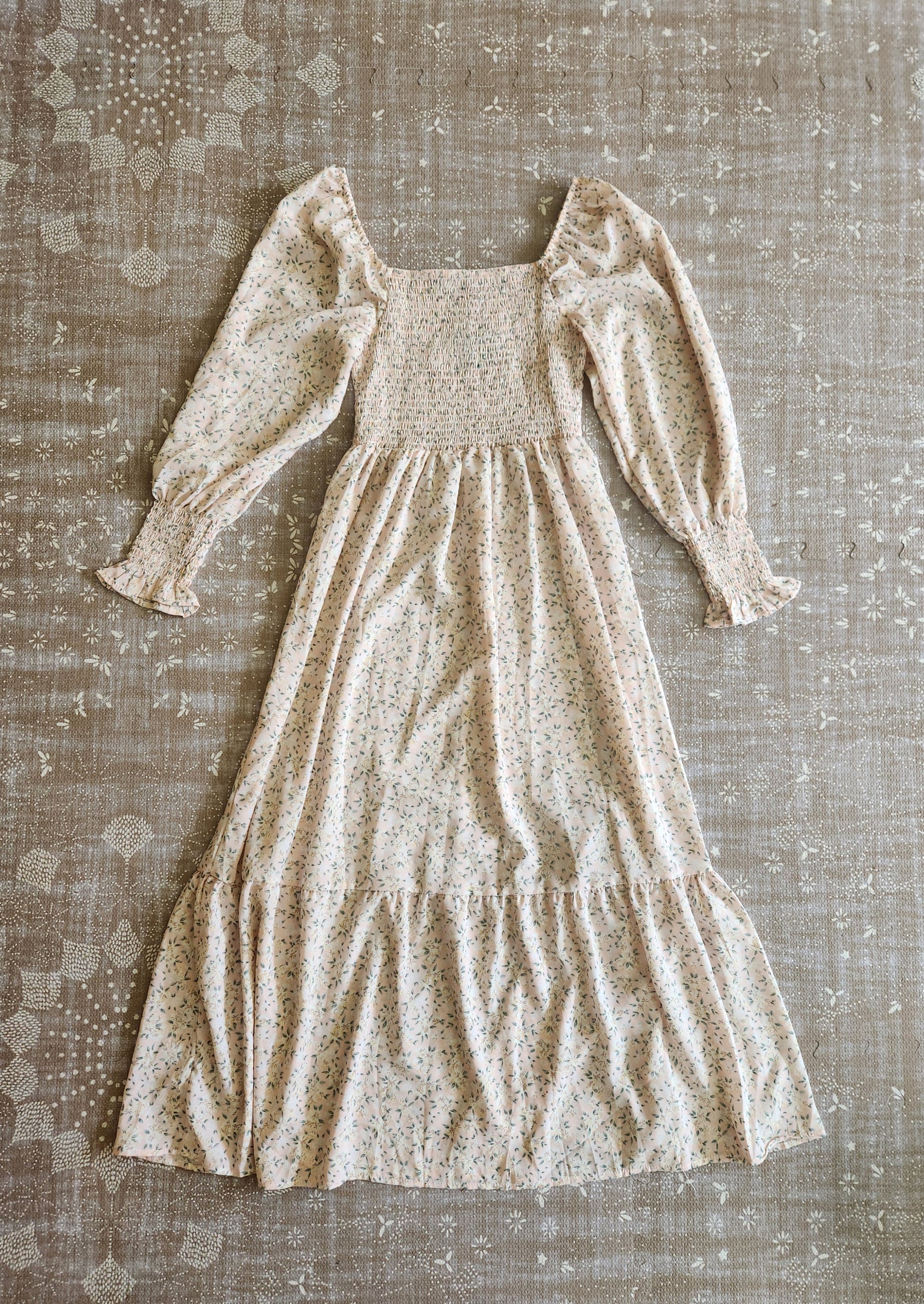 Dainty Mama Cottage Core Smocked Maternity & Nursing Midi