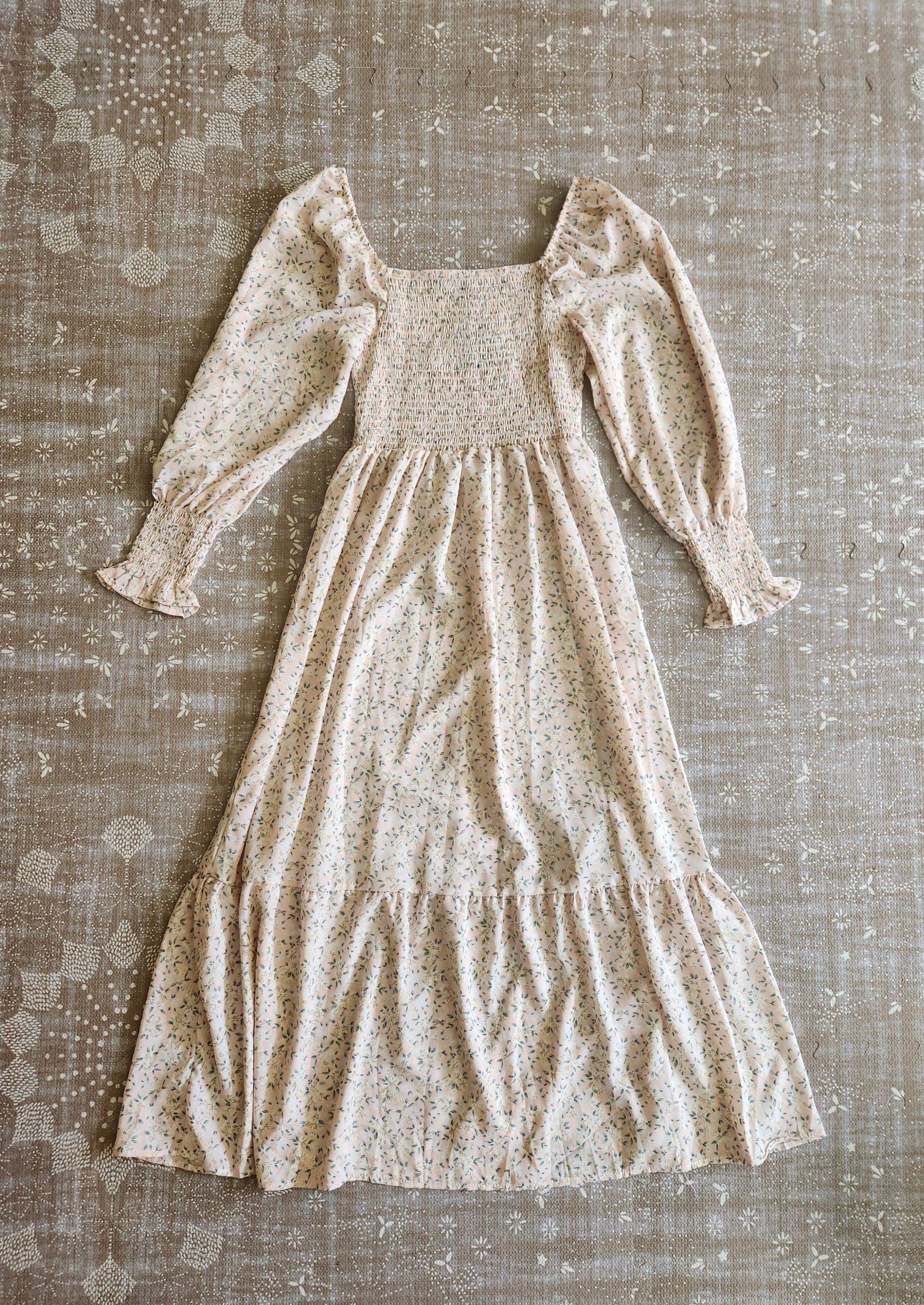 Dainty Mama Cottage Core Smocked Maternity & Nursing Midi
