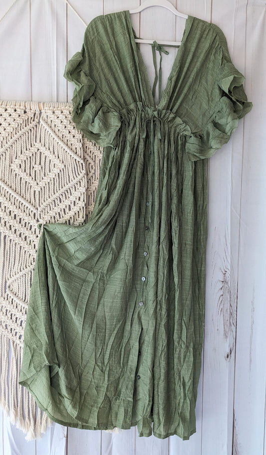 The Boho Bombshell Photoshoot Gown, Sage