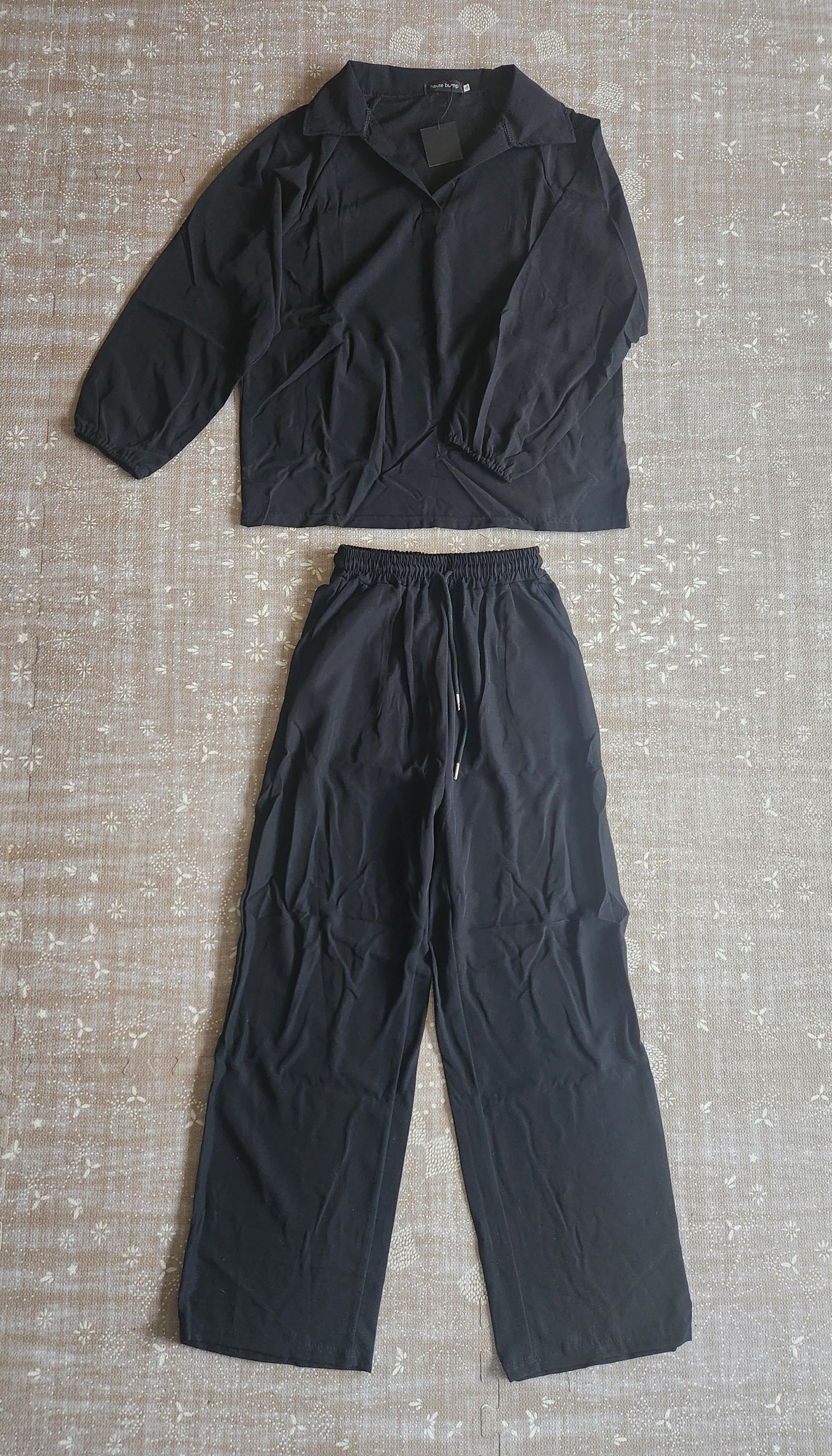 Cotton Blend Gauze Minimalist Postpartum Set, Black